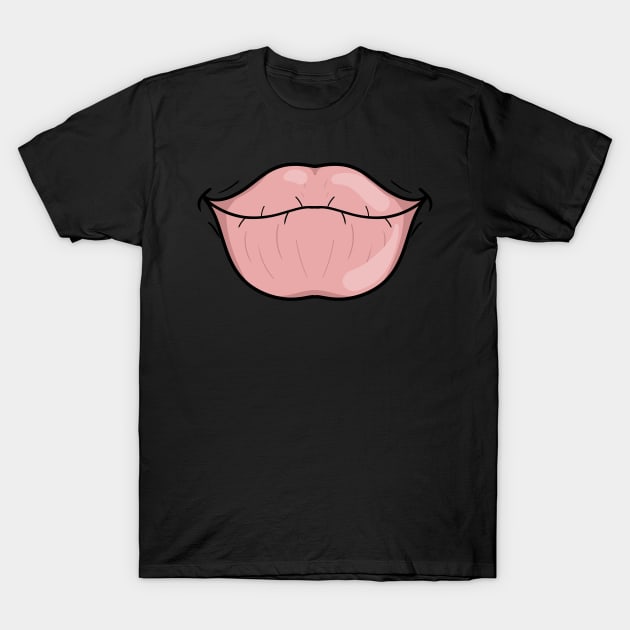 Big Grotesque Lips - Face Mask T-Shirt by PorinArt